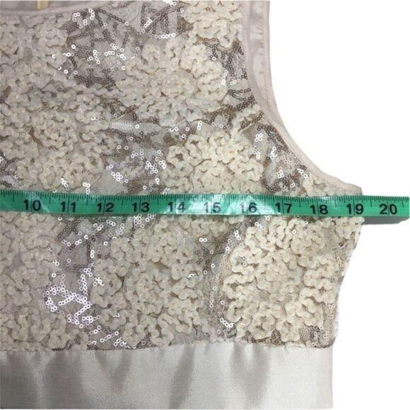 TAHARI ARTHUR S. LEVINE LILY CHAMPAGNE SEQUIN‎ SLEEVELESS SHEATH DRESS 12 - Picture 9 of 13